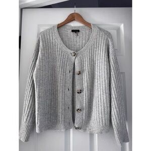 1. State Light Gray Ribbed Cardigan
